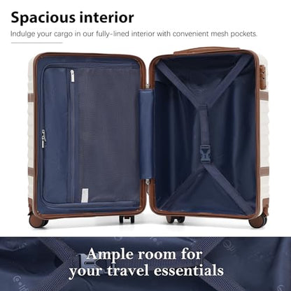 Coolife PC Hardshell Luggage, TSA Lock, Spinner Wheels, 3-Piece Set - color: Navy, size: 6 piece set