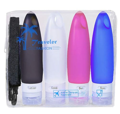 Gym Refillable Bottles Leak Proof Camping Travel Containers with Shower Lanyard,3.3oz TSA Approved Squeezable Silicone Travel Tube Set for Gym Shampoo Lotion Soap - color: 5 Pack: 3.3oz 4C + Shower Lanyard