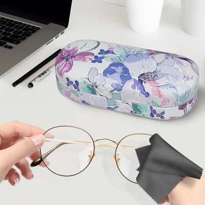 molshine Hard Shell Sunglasses Case,Classic Large Glasses Case for Women Men,Sunglass Eyeglasses - color: Blue Flower