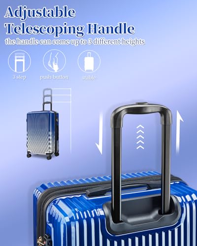 Expandable 24 Inch Checked Luggage Suitcase with TSA Lock - color: GlossyBlue, size: M(checked-24")