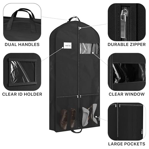 Simple Houseware 54" Travel Garment Bag with Pockets, Lightweight, 3 Pack - size: 54-Inch w/ Pocket, 3-Pack, Black
