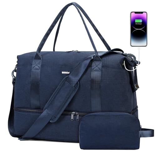 WANDF Personal Item Travel Bag, Carry On Weekender Bag for Women - color: Blue