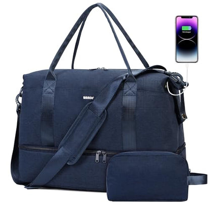 WANDF Personal Item Travel Bag, Carry On Weekender Bag for Women - color: Blue