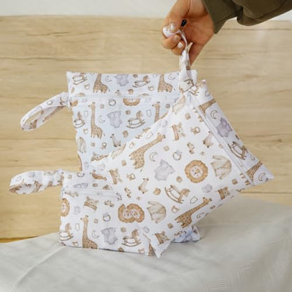 Happy Flute 3 Set Wet Bag Storage Bag Zipper Waterproof Washable - color: EF545