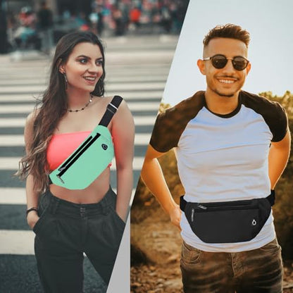 Fanny Pack for Women Men,Crossbody Water Resistant Sports Waist Bag Pack - color: 1pack-lightgreen