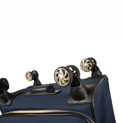 Expandable Suitcase with Chevron Quilted Exterior by Kenneth Cole - color: Navy, size: 24-Inch Checked