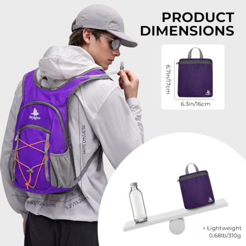 14L Small Hiking Backpack, Packable Travel Daypack for Men Women - color: Purple