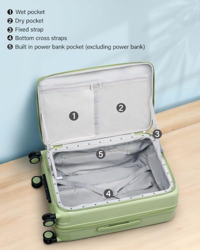 Hanke Top Opening 28" Large Luggage Expandable Hard Shell Bamboo Green - color: Bamboo Green, size: 28 Inch EXT