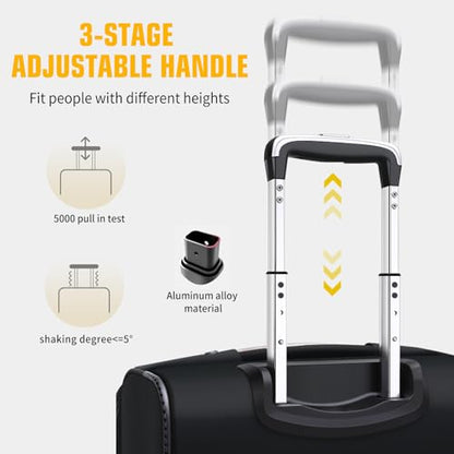 ROPLUS Laduga Softside Expandable Luggage with Large Steel Wheels Checked-Luggage Suicase (Black, 29-Inch) - color: Black, size: 29-Inch