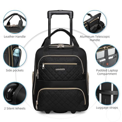 LARVENDER 4 Piece Luggage Set with Spinner Wheels - Expandable Softside Carry On Suitcase 22x14x9 Airline Approved, 16” 20" Carry On Luggage,TSA Lock, Black - color: Black(16/20/BP/TB), size: 4 Piece Set (16/20/BP/TB)