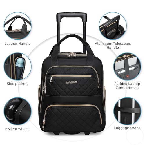 LARVENDER 4 Piece Luggage Set with Spinner Wheels - Expandable Softside Carry On Suitcase 22x14x9 Airline Approved, 16” 20" Carry On Luggage,TSA Lock, Black - color: Black(16/20/BP/TB), size: 4 Piece Set (16/20/BP/TB)