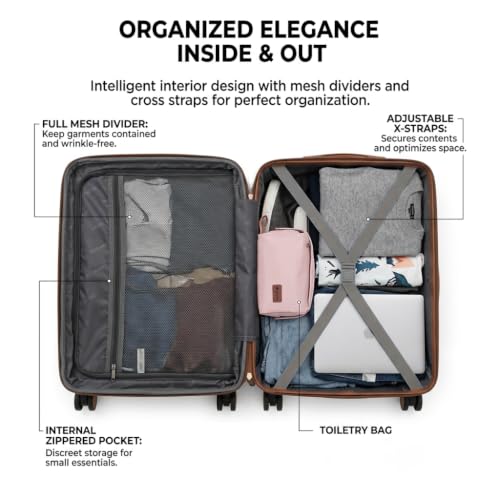 Rosamo 6-Piece Hard Shell Expandable Luggage Set, Airline Approved Carry-On - color: Pink