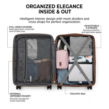 Rosamo 6-Piece Hard Shell Expandable Luggage Set, Airline Approved Carry-On - color: Pink