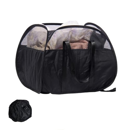 Collapsible Laundry Basket, 90L Tear Proof Mesh Pop-up Hamper - color: Black, size: Square-Tear Proof，1 Pack