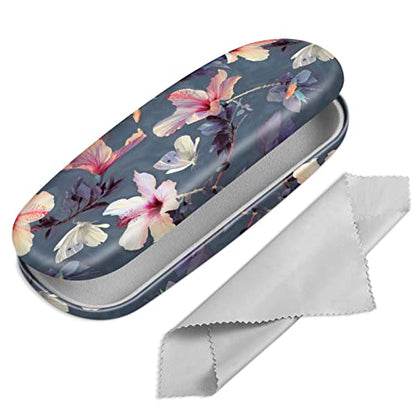 FINTIE Hard Shell Eyeglasses Case, Portable Protective Glasses Cover - color: Blooming Hibiscus