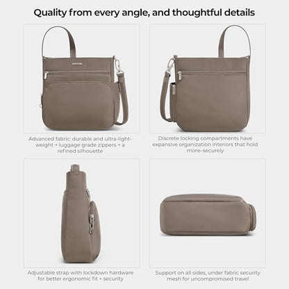 Travelon Anti-Theft Classic North/South Crossbody Bag - color: Hazelnut