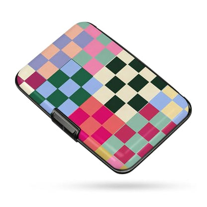Credit Card Holder Multicolor Checker Mini Aluminum Wallet - color: Multicolor Checker