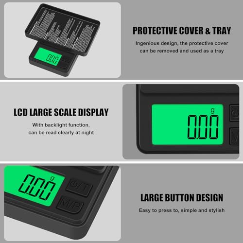 Digital Pocket Scale 1000g x 0.01g, Diyife Portable Precision Gram Scale - color: Black