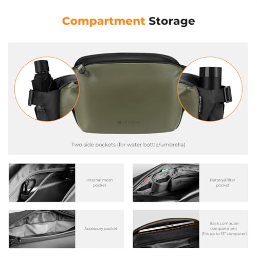 K&F CONCEPT Large Camera Sling Bag, Everyday Shoulder Bag - color: 13 Green Large