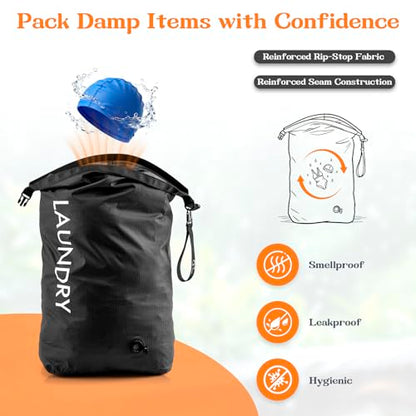 Compression Laundry Bag for Travel, Dirty Clothes Travel Laundry Bag - color: Black, size: Medium