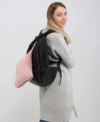 BlueHills Premium Soft Long Travel Blanket Pillow Combo – Dusty Rose Pink | Long 70x48 Travel Blanket Pillow 2 in 1, Soft Pillowcase, Backpack Clip, Compact & Portable, Large Throw Traveling Essentials - color: Pink-long-t055
