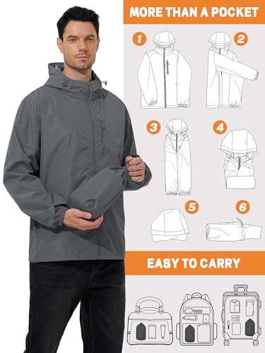 UIQUR Mens Cycling Jacket Waterproof Rain Jacket - color: Grey, size: Small