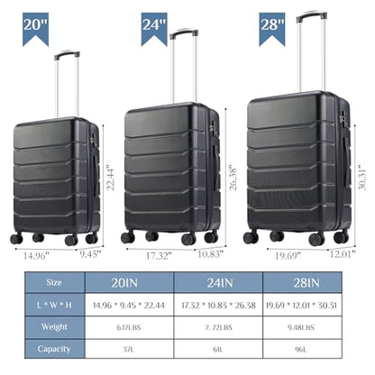 OLIXIS 28 Inch Luggage, Hardside Checked Suitcase with Spinner Wheels, Lightweight ABS Hard Shell Travel Luggage, TSA Approved Lock, Expandable Large Suitcase for Business & Travel–Black - color: Black, size: 28 IN
