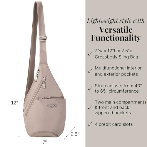 Baggallini Mini Sling - 12x7 Sling Crossbody Bag Backpack with Adjustable Shoulder Strap - color: Moonrock