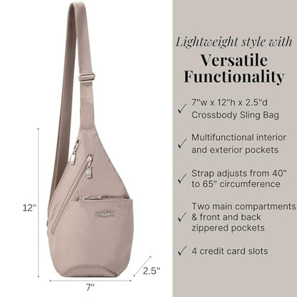 Baggallini Mini Sling - 12x7 Sling Crossbody Bag Backpack with Adjustable Shoulder Strap - color: Moonrock