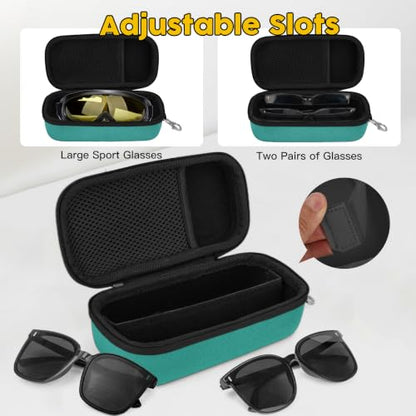 Double Eyeglasses Case, Hard Shell Glasses Case for Men Women - color: Teal