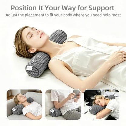 Cervical Pillow for Neck Pain, Memory Foam Neck Roll – Grey - color: Grey