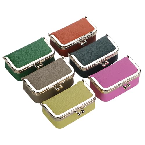 Royal Bagger Genuine Cow Leather Jewelry Box, Mini Case for Rings, Necklaces & Earrings, Kiss Lock Coin Purse for Women 3203 (Milk Tea) - color: Milk Tea