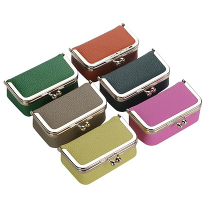 Royal Bagger Genuine Cow Leather Jewelry Box, Mini Case for Rings, Necklaces & Earrings, Kiss Lock Coin Purse for Women 3203 (Milk Tea) - color: Milk Tea