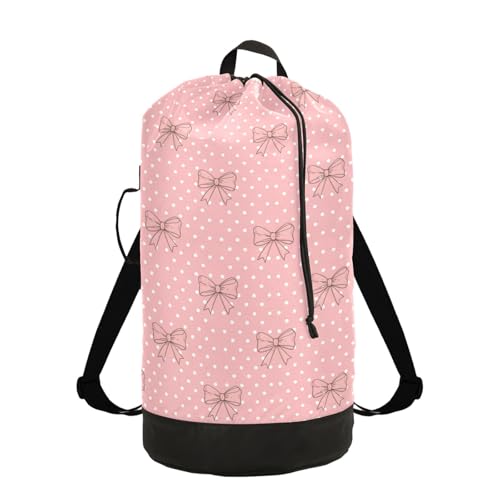 Bow Polka Dot Light Laundry Bag Backpack Bags Mesh Wash Laundry Bags Dirty Clothes Organizer for Vacation Road Trip Essentials Dorm - color: 18-Bow Polka Dot