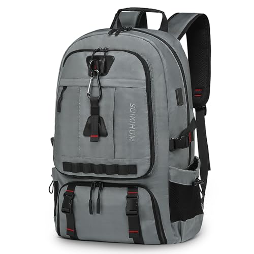 Travel Backpack with Shoe Compartment 45L TSA Carry on Fits 18.4" - color: Expandable Grey