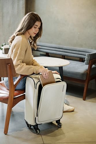 Sharper Image Odyssey 21.5" Expandable 8-Wheel Spinner Carry On Luggage Suitcase, Abbey Stone - color: Abbey Stone, size: Carry-On