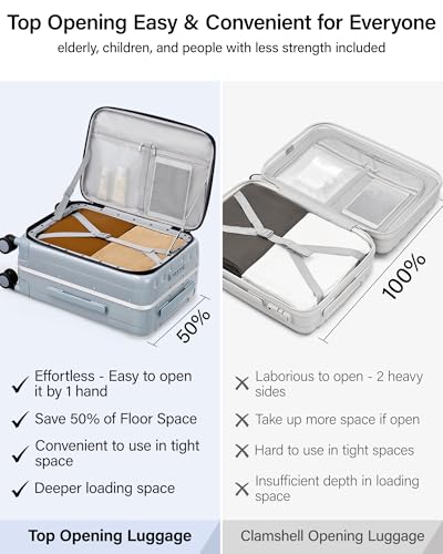 Hanke 16 Inch Small Carry On Luggage, Top Opening Aluminum Frame Suitcase - color: Grey, size: 16 Inch