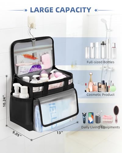 Marscamd Hanging Shower Caddy Organizer Bag with Quick Dry Mesh, Black - color: Black