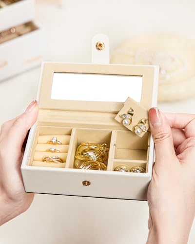 Homde 2 in 1 Jewelry Box for Women: 4-Layer with Travel Case