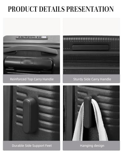 Timeet Checked Luggage, 24 Inch Medium Hardside Suitcase with Spinner Wheels, Expandable Polycarbonate Rolling Luggage, TSA Lock, Built-in USB Charging & Wet Dry Separation Pocket, Ink Black - color: Ink Black, size: 24 inch