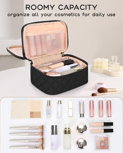 Relavel 작은 메이크업 가방, 여성용 귀여운 메이크업 파우치, 블랙 - color: 01-블랙, size: 소형