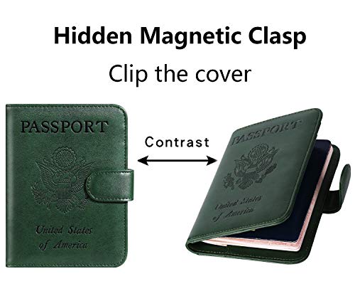 Passport Holder Cover Wallet RFID Blocking, Travel Essentials - color: Atrovirens