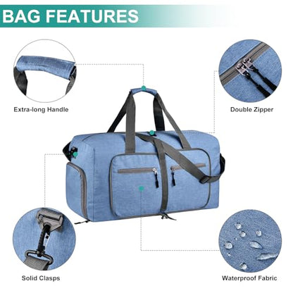 Dimayar 115L Foldable Duffle Bag for Travel, Lightweight Weekender Bags - color: Blue, size: 115L
