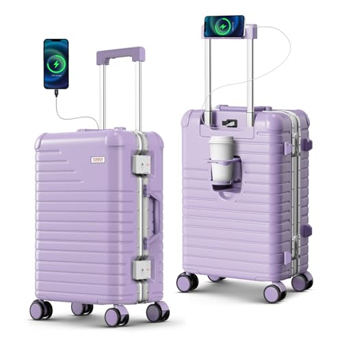 20 Inch Carry on Luggage Airline Approved, Zipperless Hard Shell Suitcase - color: Lilac, size: 20 Inch