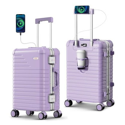 20 Inch Carry on Luggage Airline Approved, Zipperless Hard Shell Suitcase - color: Lilac, size: 20 Inch