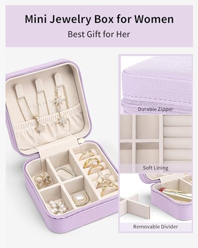 VLANDO Travel Jewelry Case, Compact Design, Necklace Hook, Anti-Tangle - color: F.Purple
