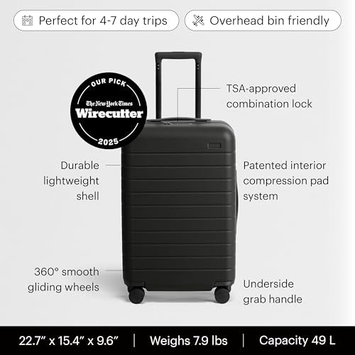 Away Bigger Carry-On Luggage, 23-Inch Lightweight Hardside Spinner Suitcase - color: Jet Black