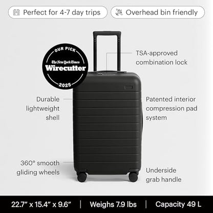 Away Bigger Carry-On Luggage, 23-Inch Lightweight Hardside Spinner Suitcase - color: Jet Black