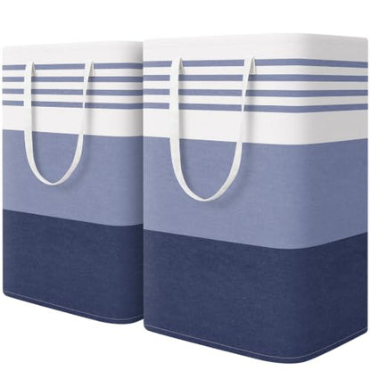 WOWBOX 2 Pack Laundry Baskets, Collapsible Dirty Clothes Laundry Hampers - color: Blue, size: 75L