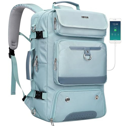 PIJUSHI Carry On Travel Backpack 35L Laptop Backpack Fits 16 inch Laptop - color: Blue